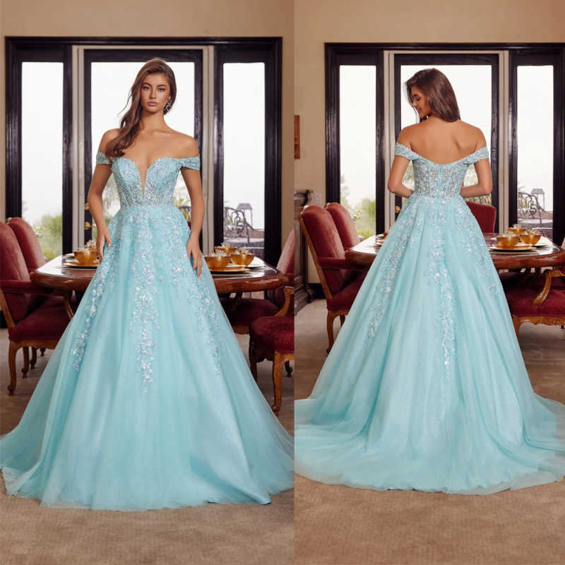 Evening Gown - Dreamy Evening Dresses Off Shoulder Deep