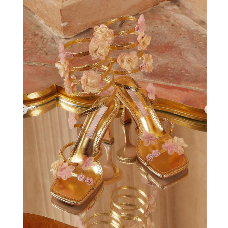 Gold Floral Ankle Wrap Square  - đánh giá và giá Wedding Dress