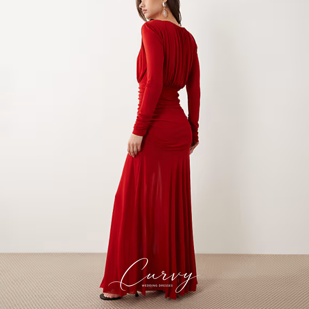 Curvy Modern Red Evening Dress - đánh giá và giá Women'S Red Formal Wear